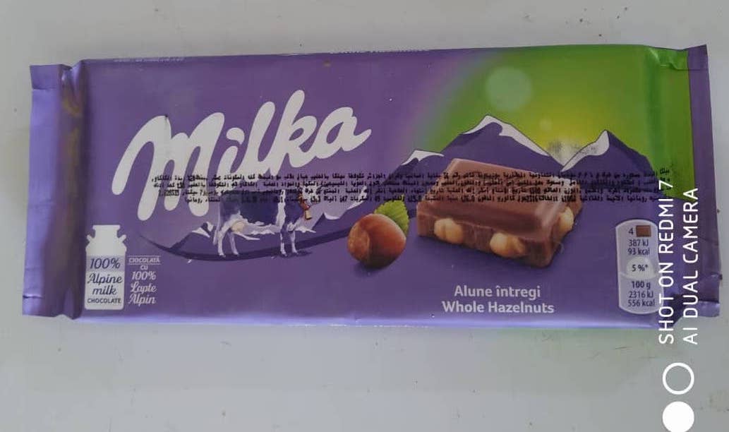 Tableta de choco con avellanas -Milka-