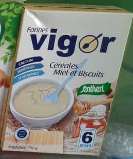 Papilla de cereales, miel y galletas